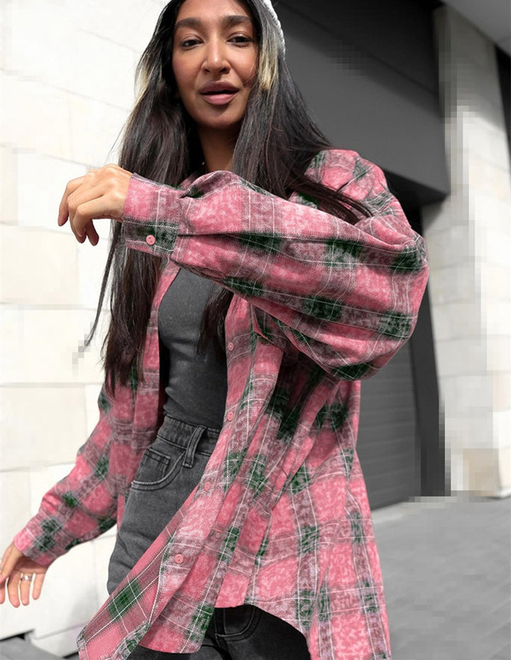 Dame Oversized Karo skjorte med afslappet snit Stilla