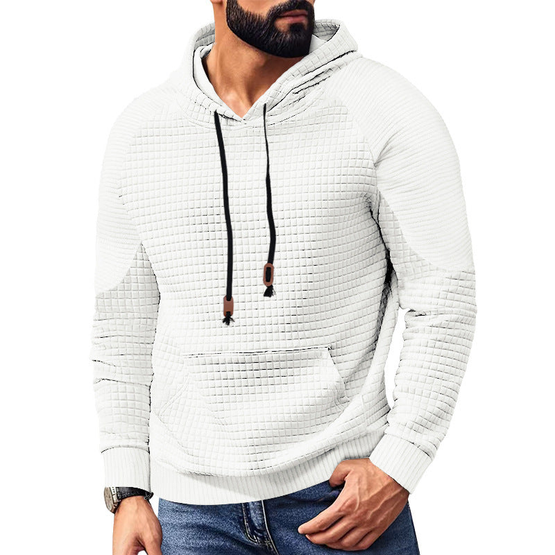Herrer nano quiltet hoodie med kvadratisk struktur og kængurulomme Skovae