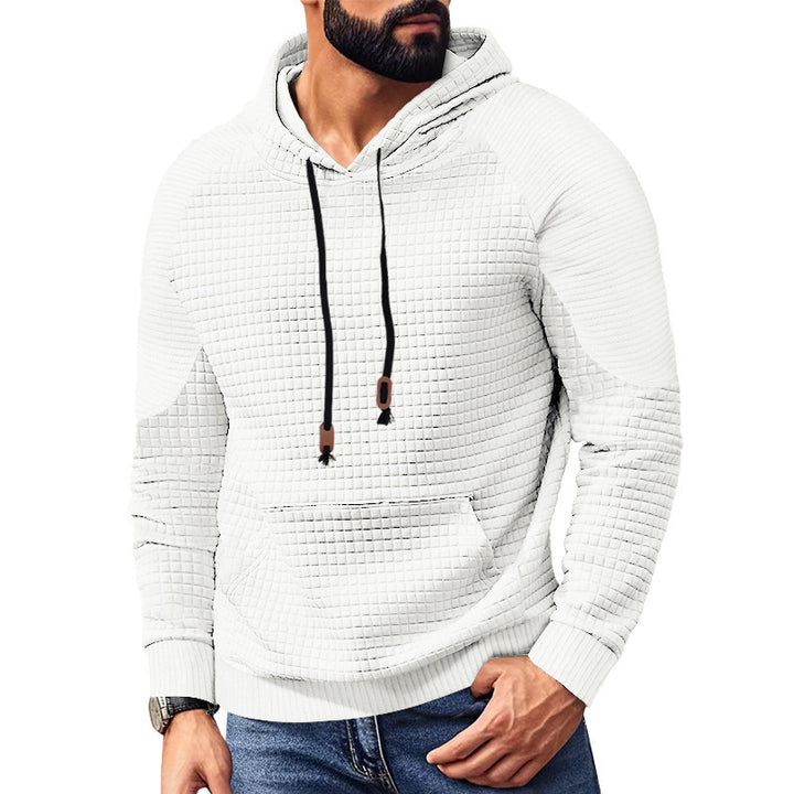 Herrer nano quiltet hoodie med kvadratisk struktur og kængurulomme Skovae