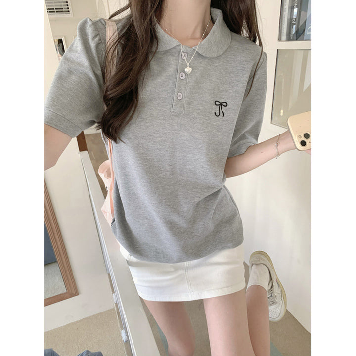 Dame Casual Polo-shirt med broderet detalje Stilla