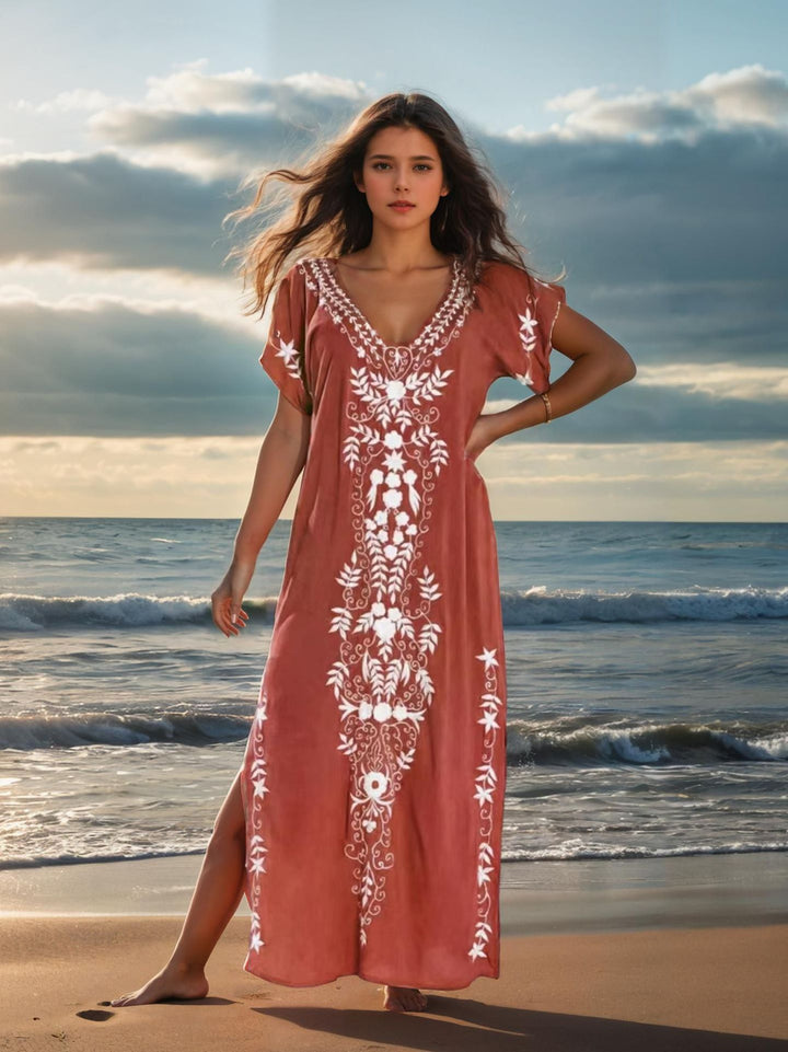 Dame elegant Strandcover med filigran broderidesign Skovae