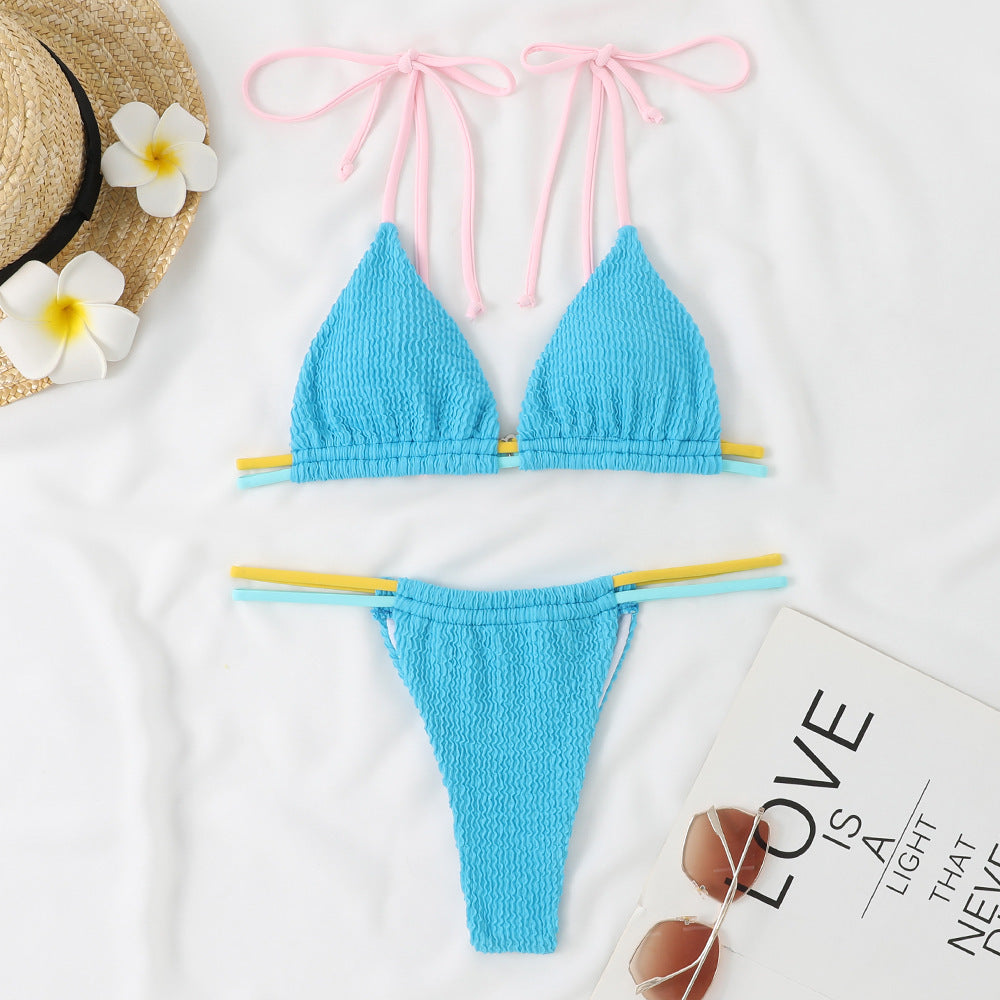 Dame triangel-bikini med justerbare stropper og elastisk bånd Stilla
