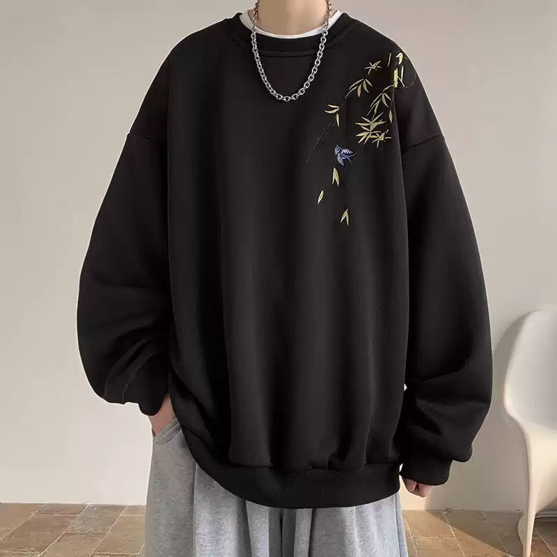 Dame afslappet sweatshirt med kreativt blomsterbroderi og behagelig pasform Stilla