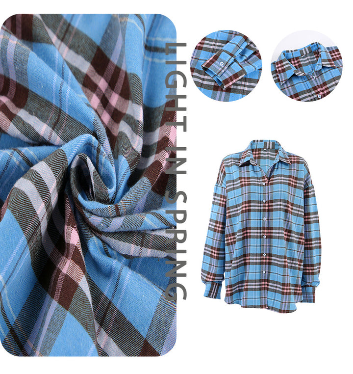 Dame Oversized Skjorte i ternet design med casual snit, lange ærmer og praktiske brystlommer Stilla