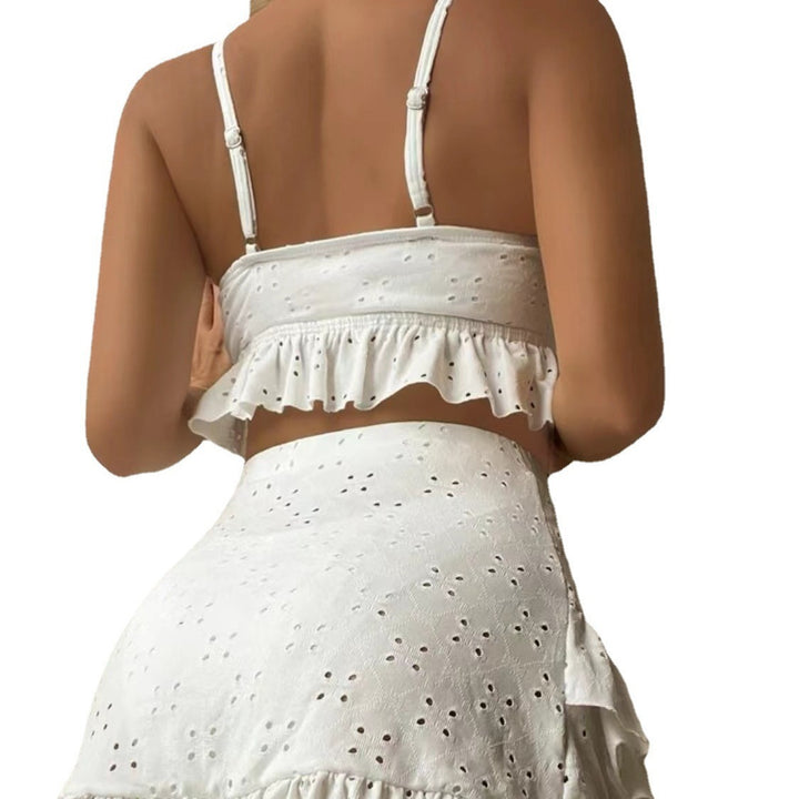 Dame Rynk Crop Top og Nederdel Sæt Stilla