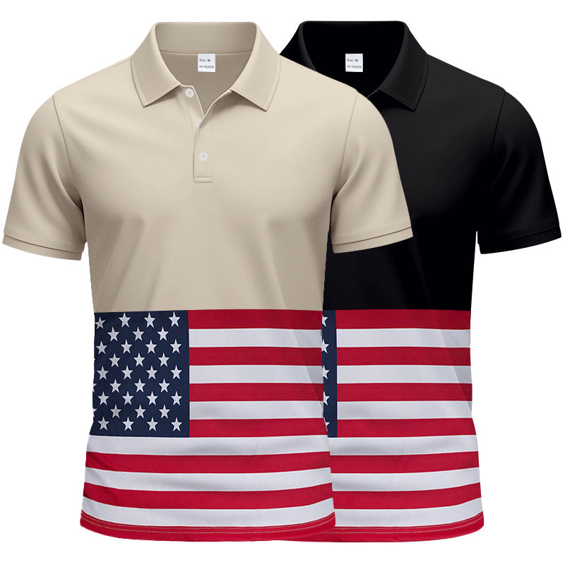 Herre polo skjorte i patriotisk stil med flagemotiv Stilla