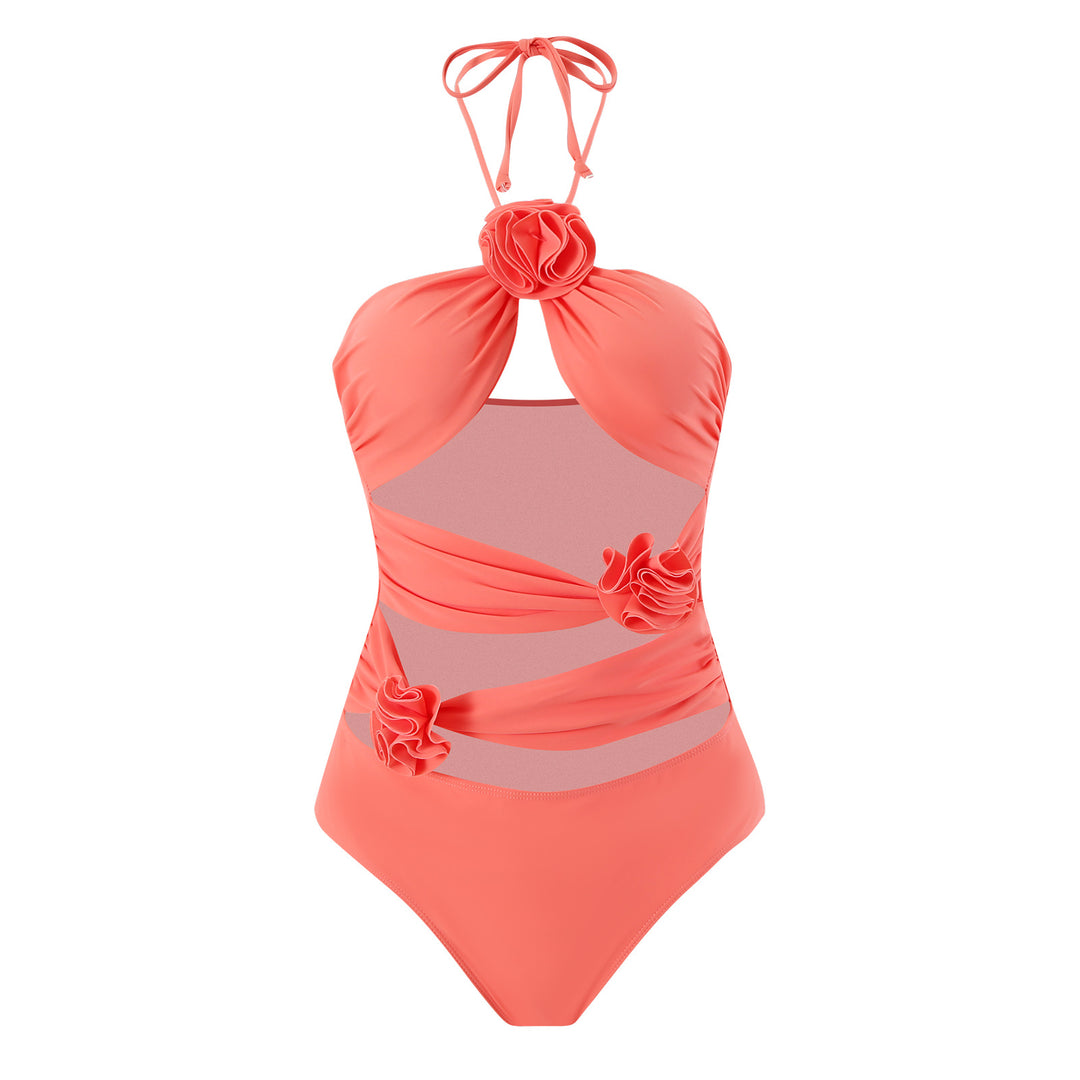 Dame One-Piece Swimsuit med raffinerede flæser og moderigtigt indpakningsdesign Skovae