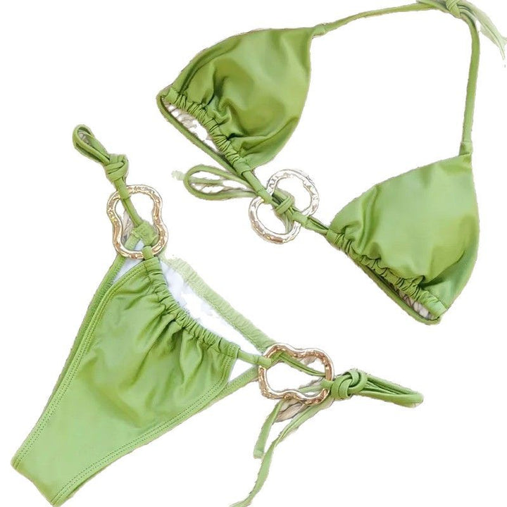 Dame Triangel-Bikini-Sæt med dekorative spænder og justerbare stropper Stilla