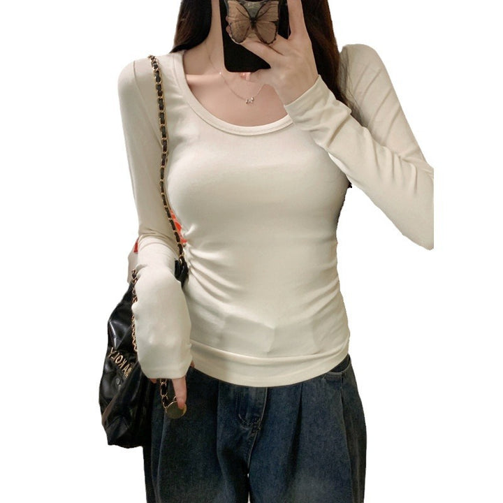 Femme Slim-Fit Rynk Lange Ærme Top Stilla