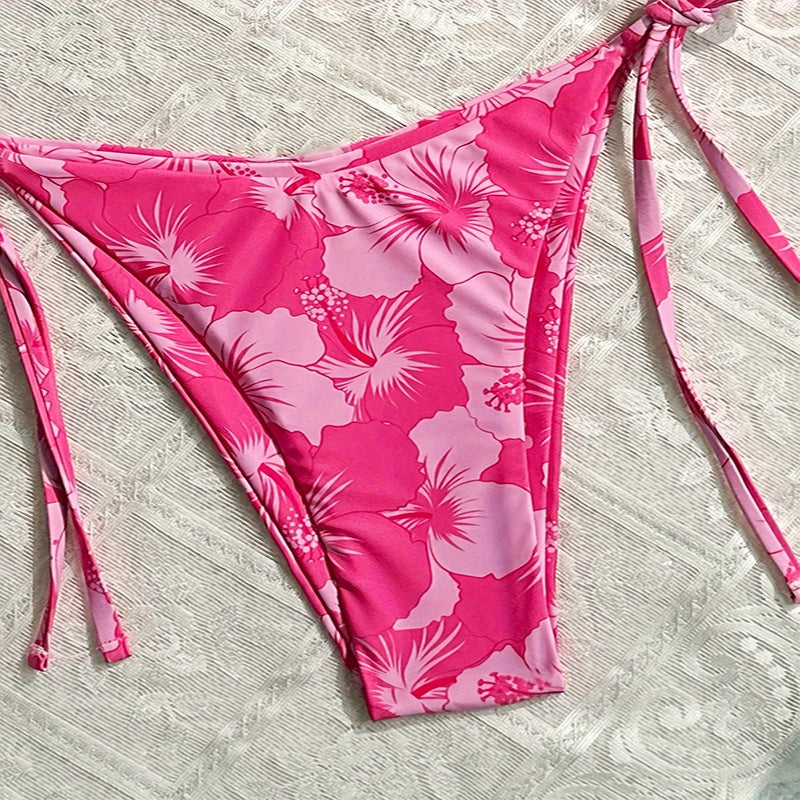 Dame Triangel-Bikini med justerbare stropper og blomsterprint Stilla