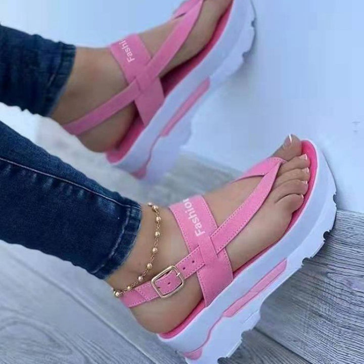 Dame Komfortable Platform-Sandaler med justerbart krydsbånd-design Stilla