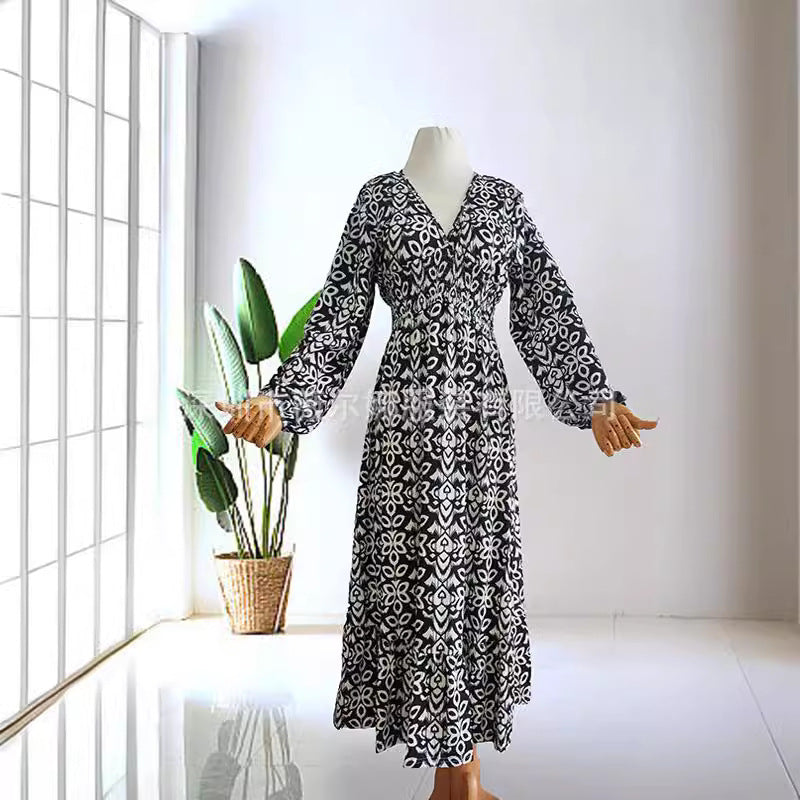 Stilla | Floral-Kjole Plus Size Fairy V Hals Kjole