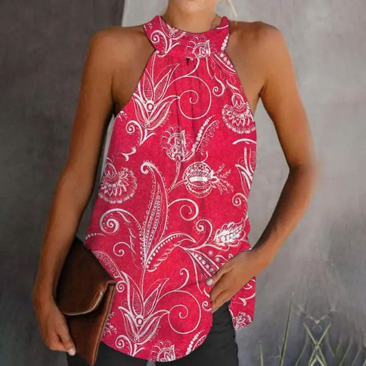 Dame Stilfuldt Halterneck Top med smock-design Stilla