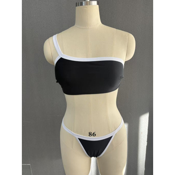 Damer Ensidet bikini med moderne kontrast og sporty design Skovae