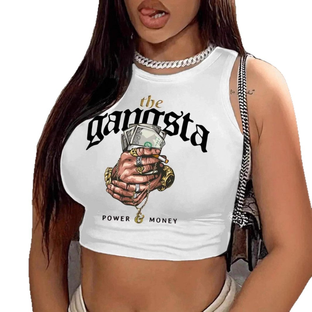 Damer Crop-Top med urban grafisk tryk og trendy stil Skovae