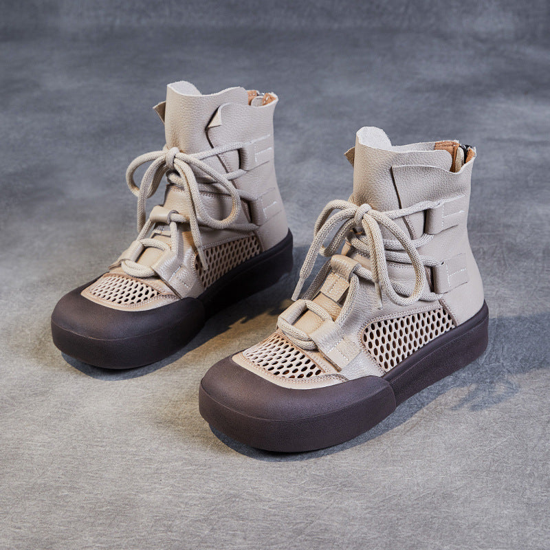 Dame mode High-Top Sneakers med mesh-indlæg og justerbare stropper Stilla