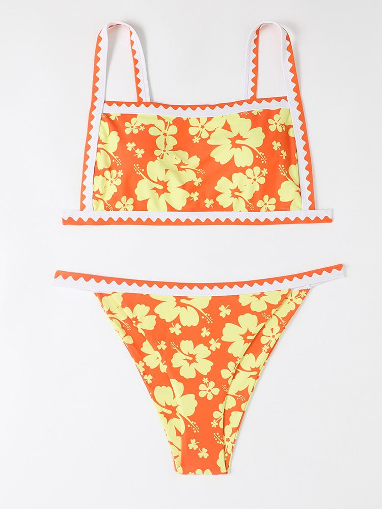 Dame bikini-sæt med blomsterdesign og trendy stropdetaljer Skovae