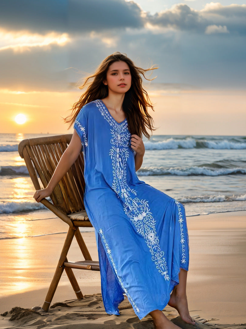 Dame elegant Strandcover med filigran broderidesign Skovae