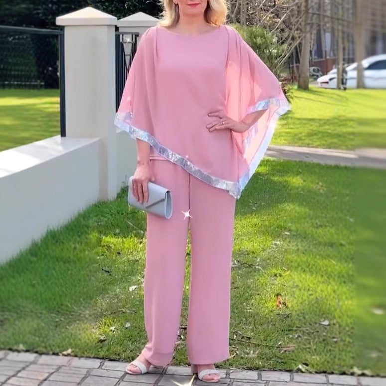 Dame Elegant sæt med luftig tunika og vide bukser Stilla