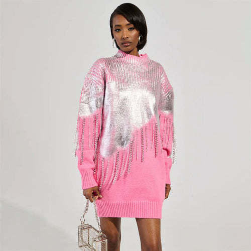 Kvinders Glamourøse Sweater med Glitter Frynser Stilla