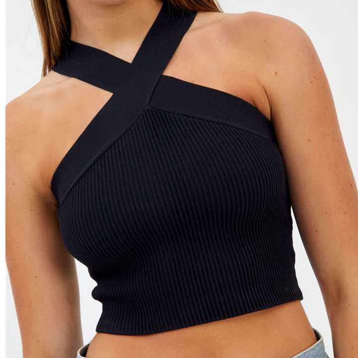 Dame Crop-Top med stilfuldt krydsbånddesign Skovae
