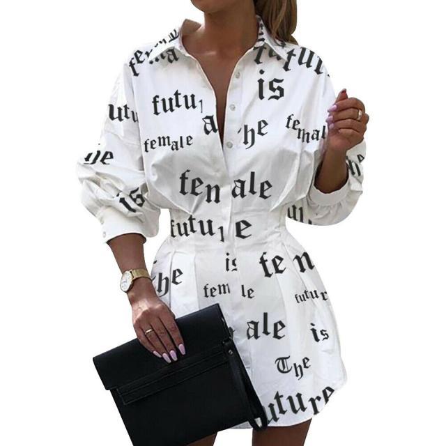 Dame skjortekjole med statement-print Stilla