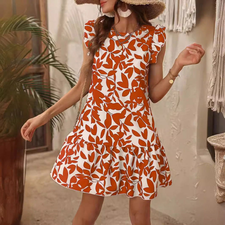 Dame Floral Print Lagkjole Sommer Stilla