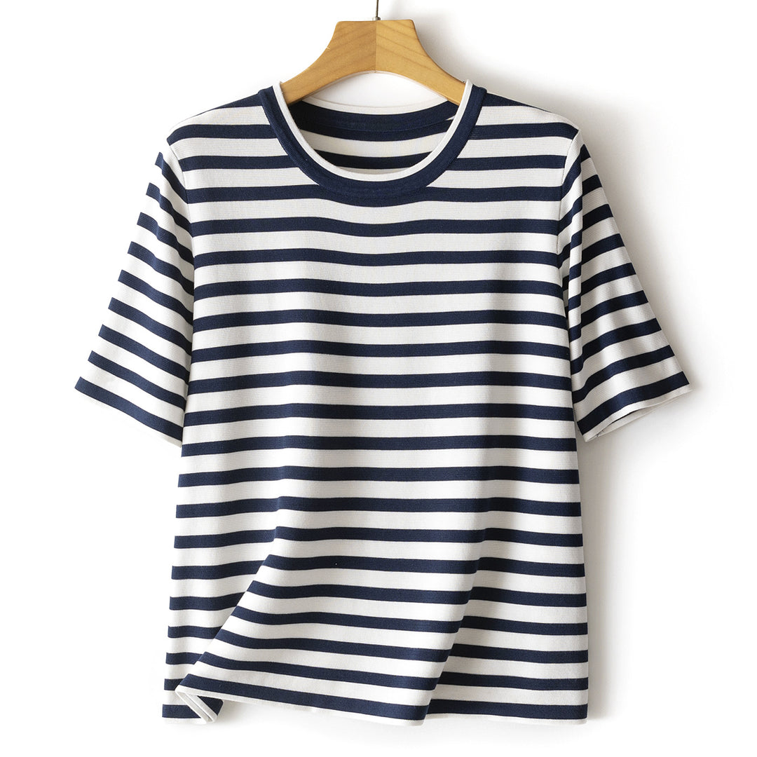 Damer Casual Stribet Kortærmet T-Shirt Stilla