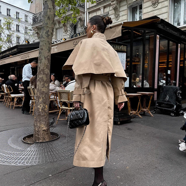 Damer elegant trenchcoat med asymmetrisk kappe Stilla