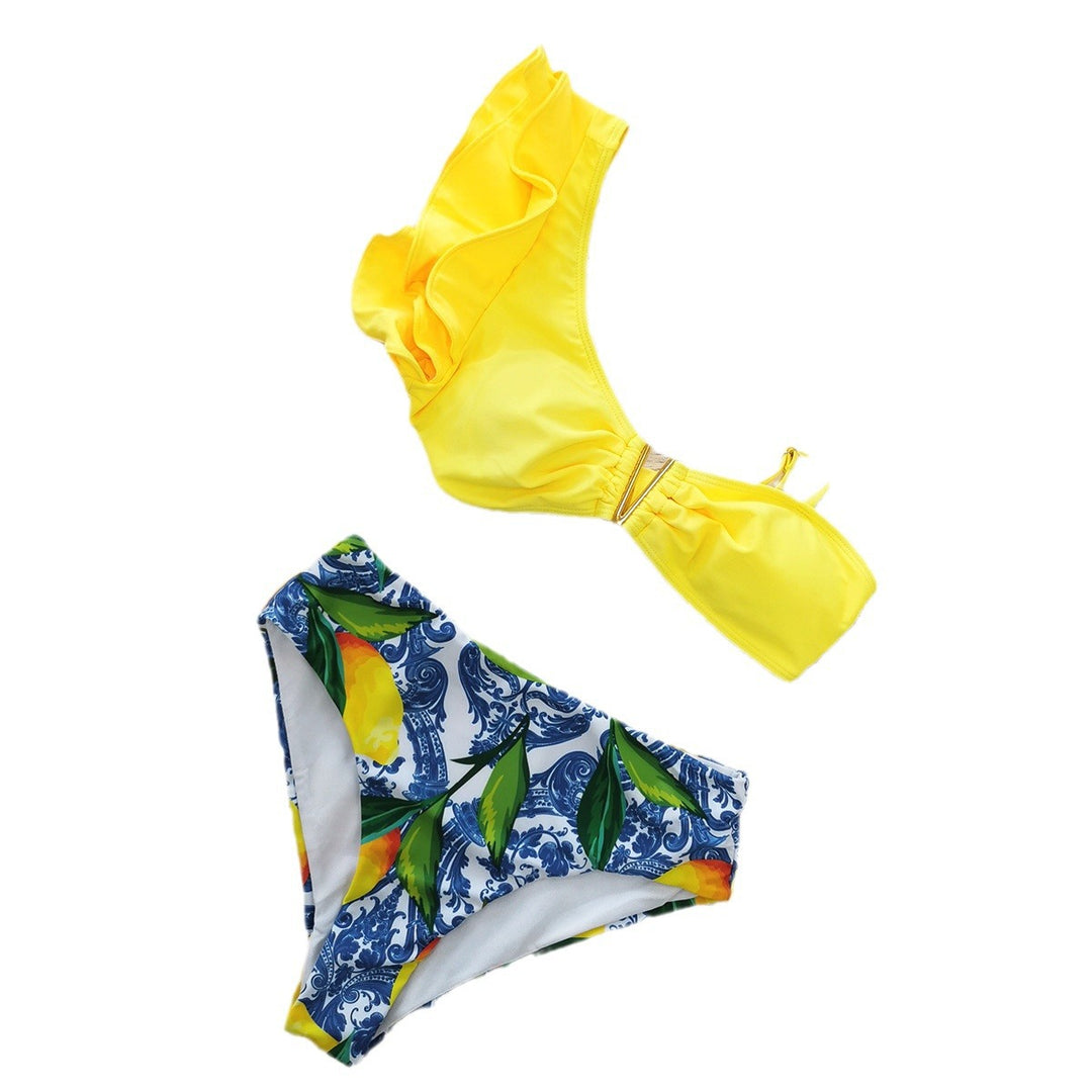Dame Bikini-sæt med volumniøse flæser og glædeligt mønster Stilla