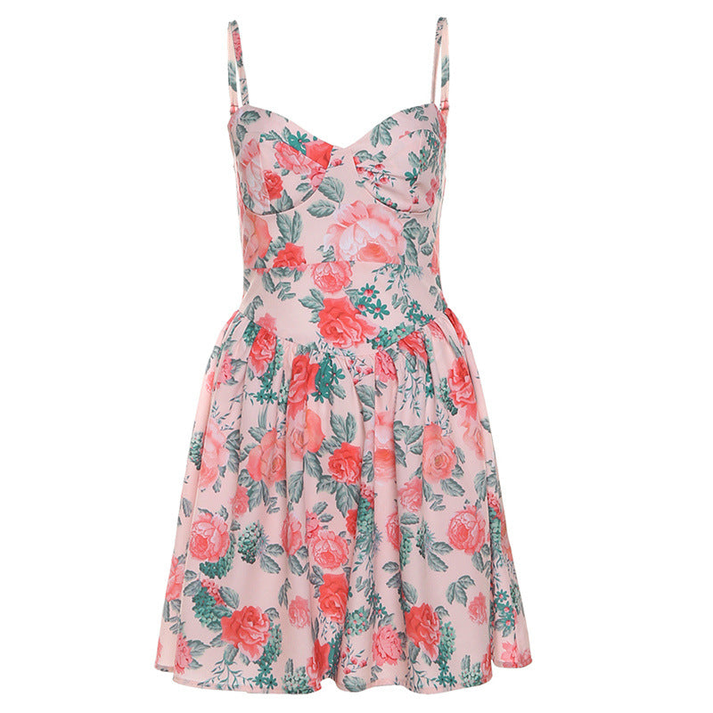 Dame blomsterdesign minikjole med elegant bustier-overdel Stilla