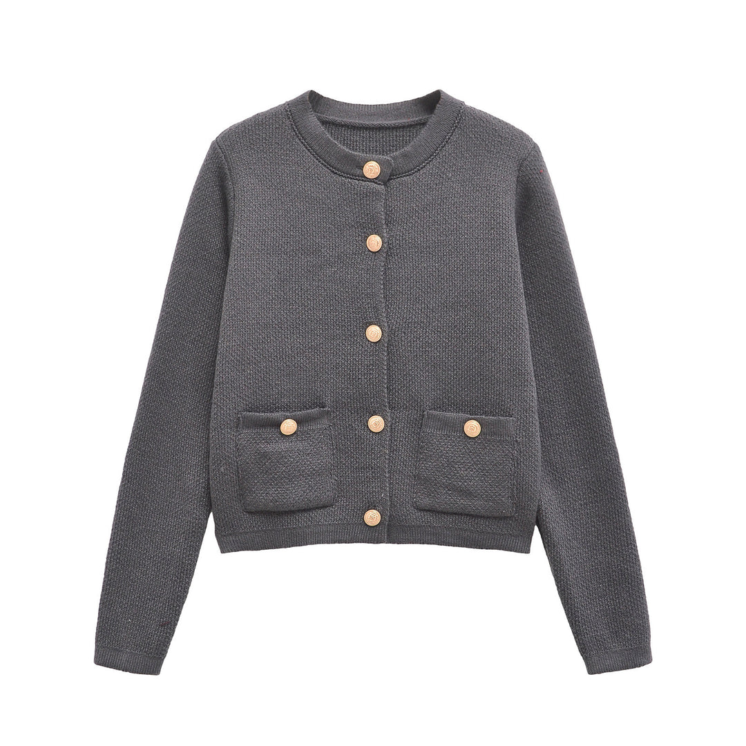 Femme Klassisk Button-Up Cardigan med funktionelle lommer Stilla