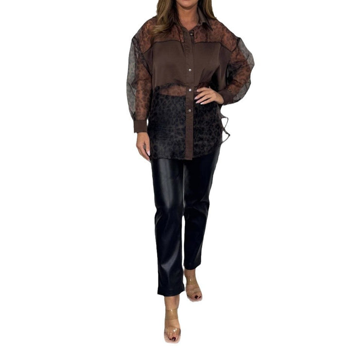 Dame Elegant ogluftig bluse med dyreprint Stilla