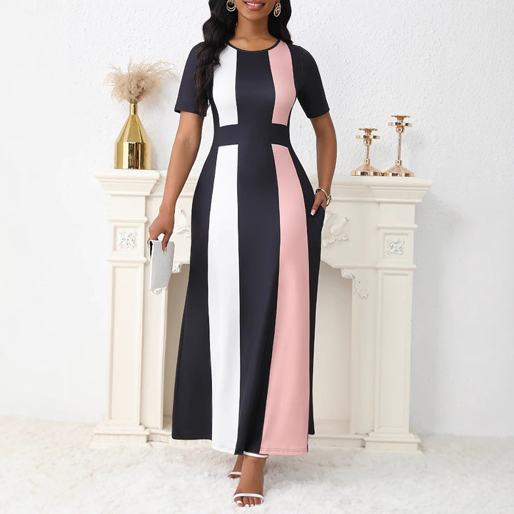 Dame maxikjole med moderne farveblokdesign Stilla