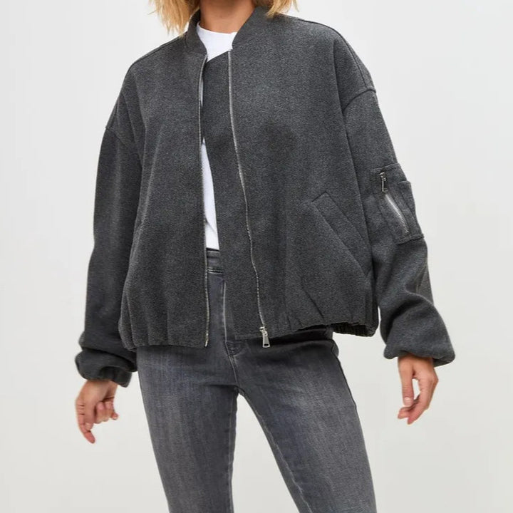Dame Oversized Vandret Jakke med høj krave og sidelommer Stilla