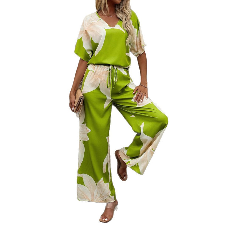 Dame Floral Print Bred Ben Overall Sæt Stilla