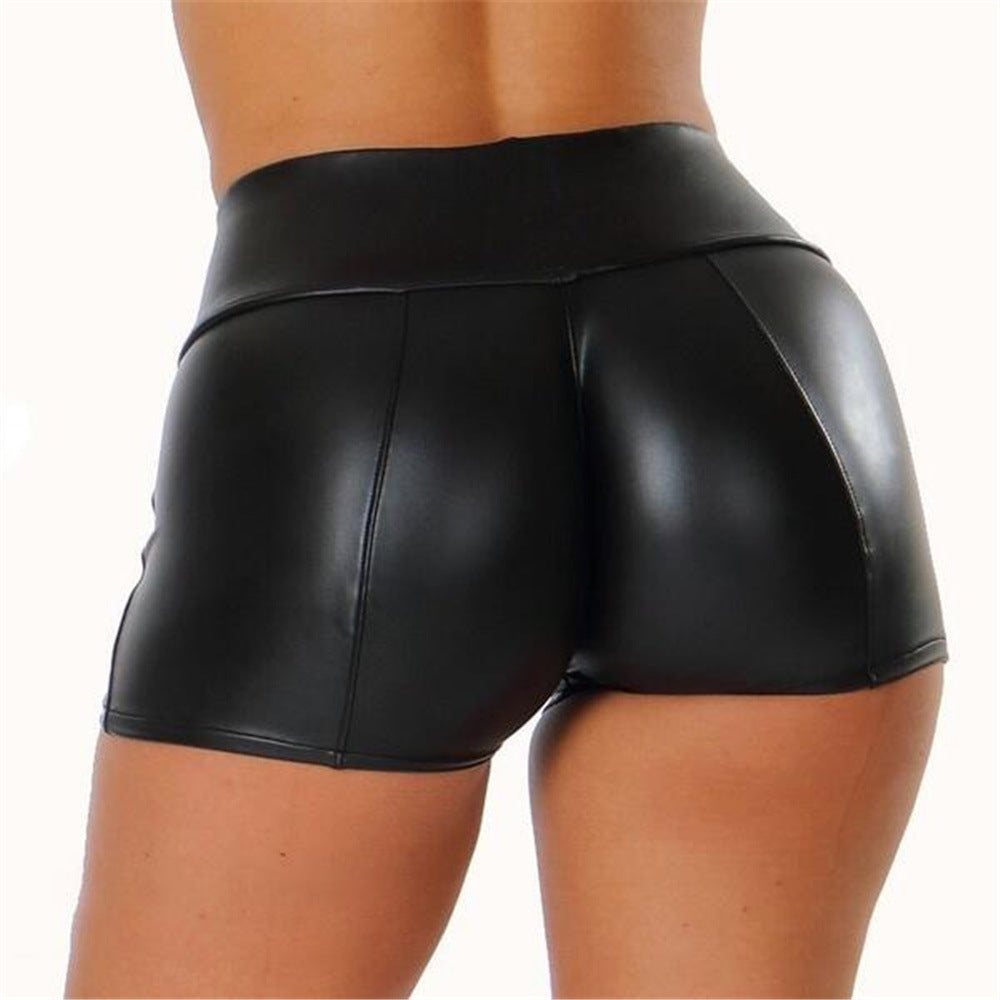 Dame Højtaljede Kunstlæder-Shorts Stilla