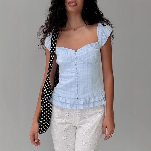 Dame Raffineret Camisole med rynkedetaljer og gennemgående knapstolpe Skovae