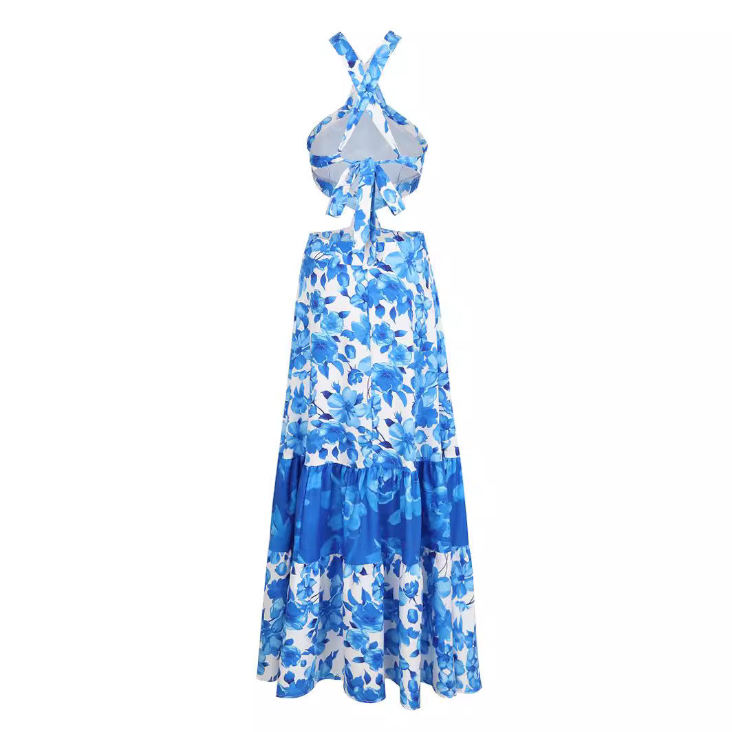 Dame Maxikjole med legende cut-out-design og voluminøs skirt Stilla