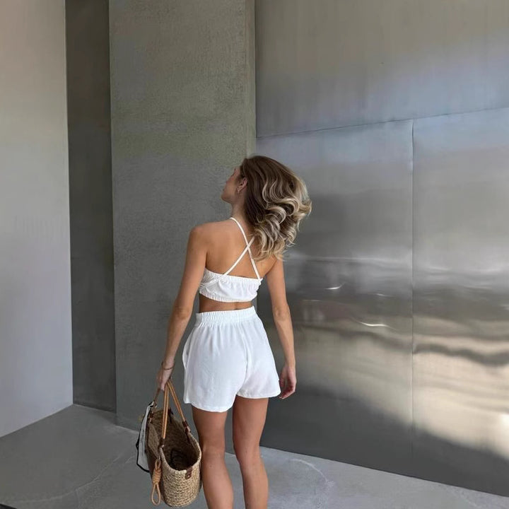 Dame To-delt Sæt med oversized Bluse og stilfuld Top Stilla