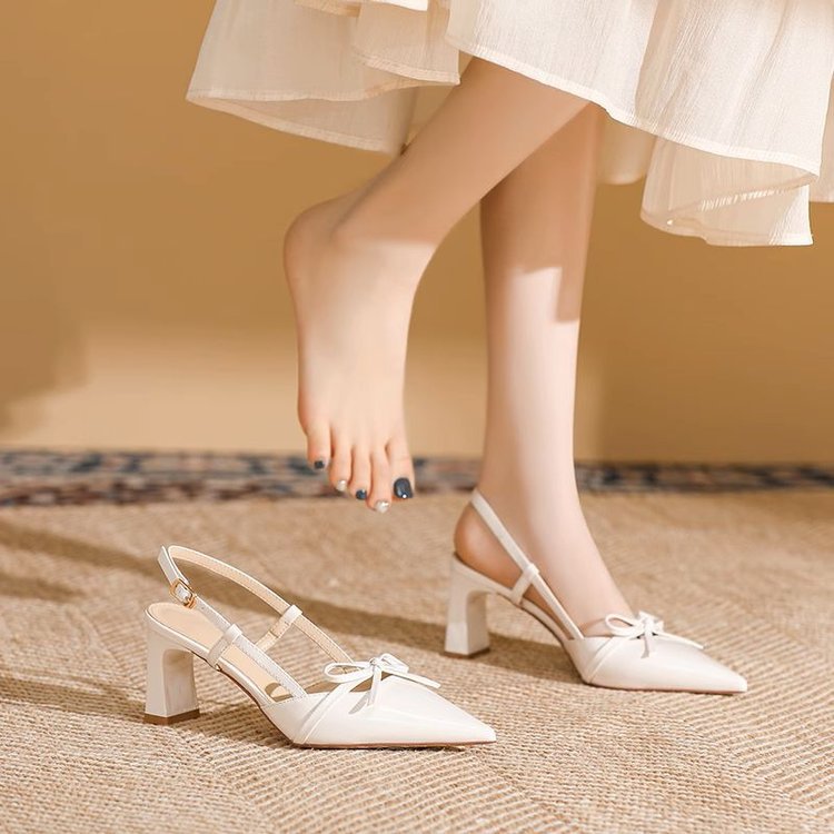 Dame Slingback Pumps med spidse tæer og sløjfedetalje Stilla