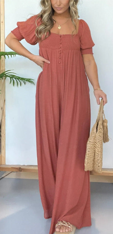 Dame Relaxed Fit Maxikjole med Puffærmer Stilla