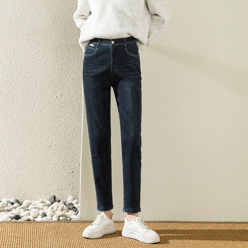 Dame højt skåret jeans med elastisk talje og afslappet pasform Stilla