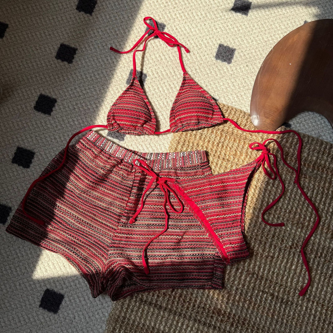 Dame bikini sæt med ukonventionelt multicolor mønster og justerbare bindebånd Stilla
