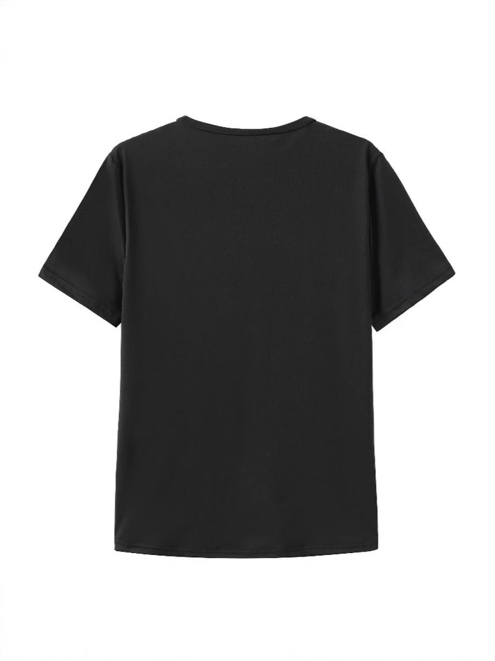 Dame T-shirt med kunstnerisk floraltryk og legende skrift Skovae