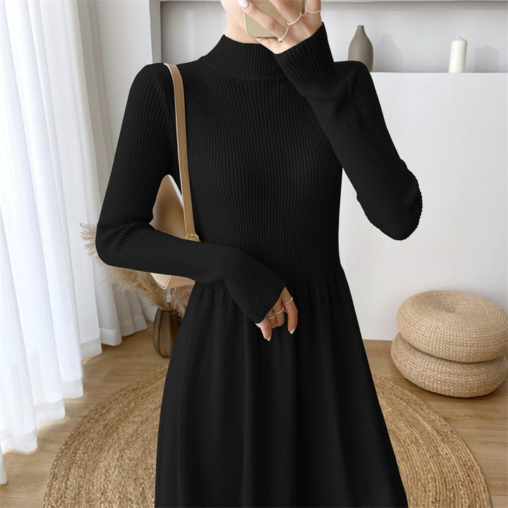 Femme Elegantes Langærmet Strik Maxikjole Stilla