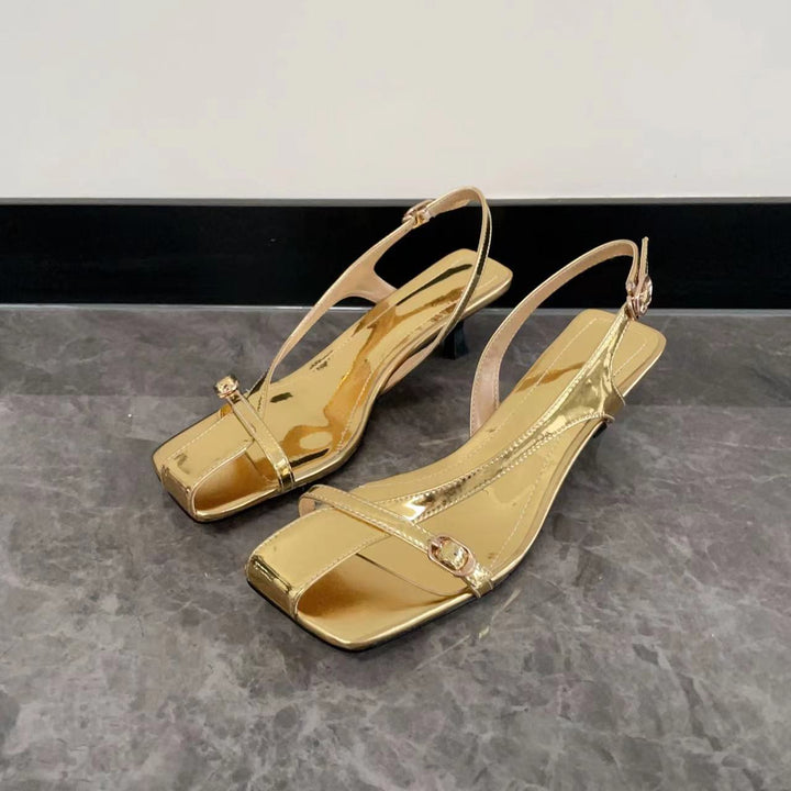 Dame Elegante Slingback Højhælede Sandaler med Fyrkantet Tå-Design Stilla