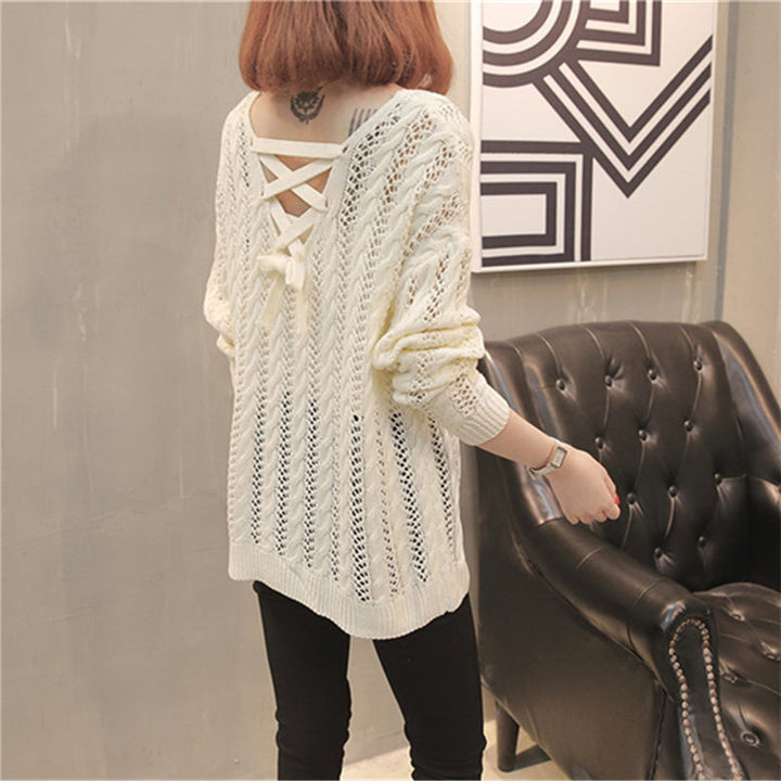 Femme Open-Back Strikpullover Stilla