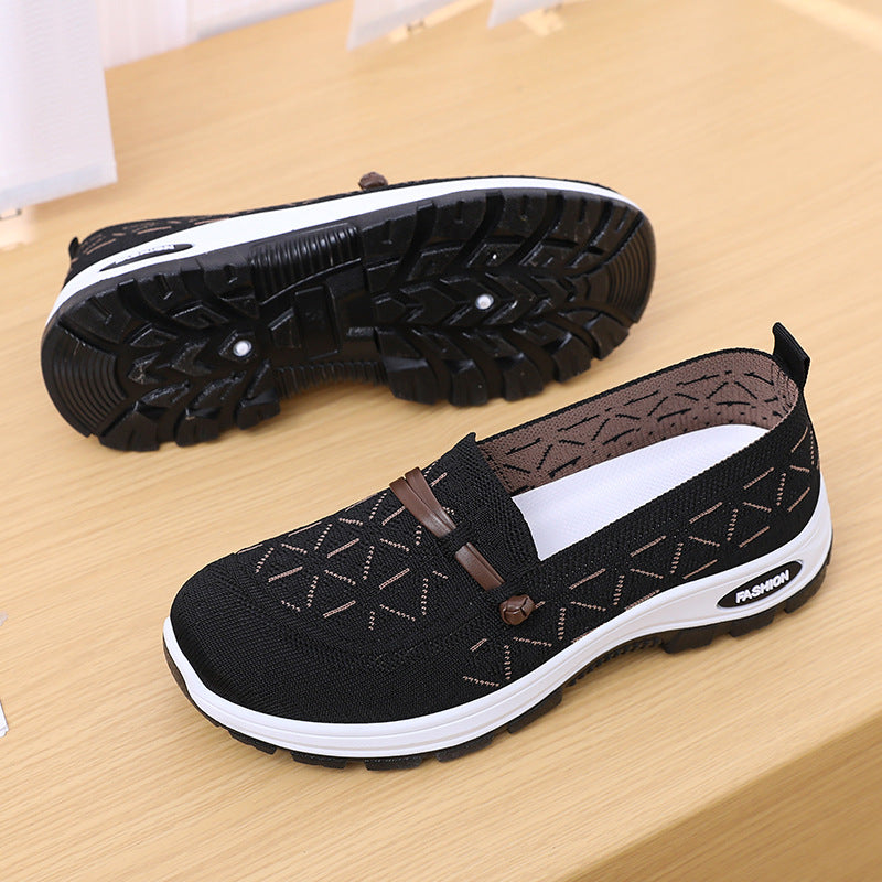 Femme Stilfulde Slip-On Komfort Sneakers med dekorativt strikkedesign Stilla