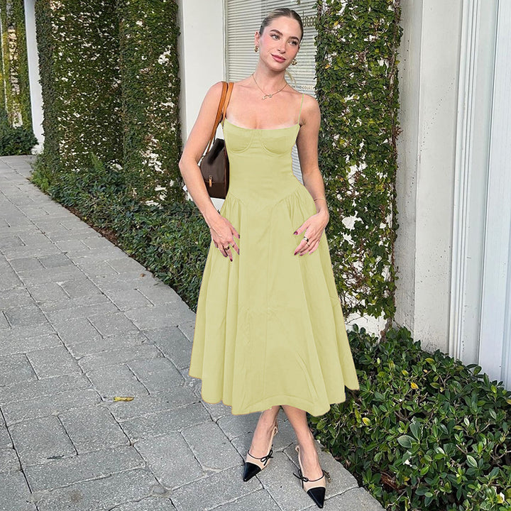 Dame Maxi-kjole med elegant bustier-overdel og flydende nederdel Skovae